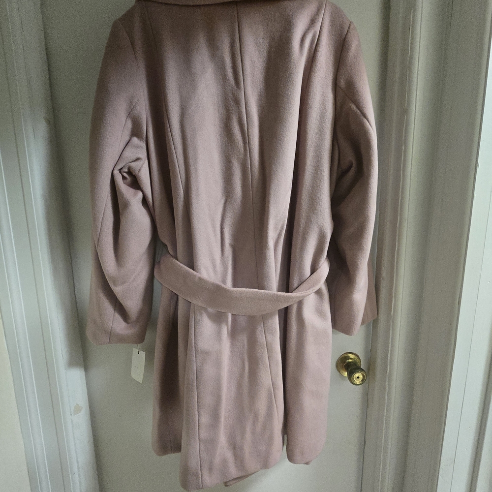 Cole Haan Women's Soft Pink Belted Pea Coat - Picture 2 of 4